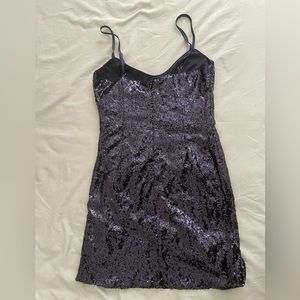 Disco Nights Navy Blue Sequin Bodycon Mini Dress